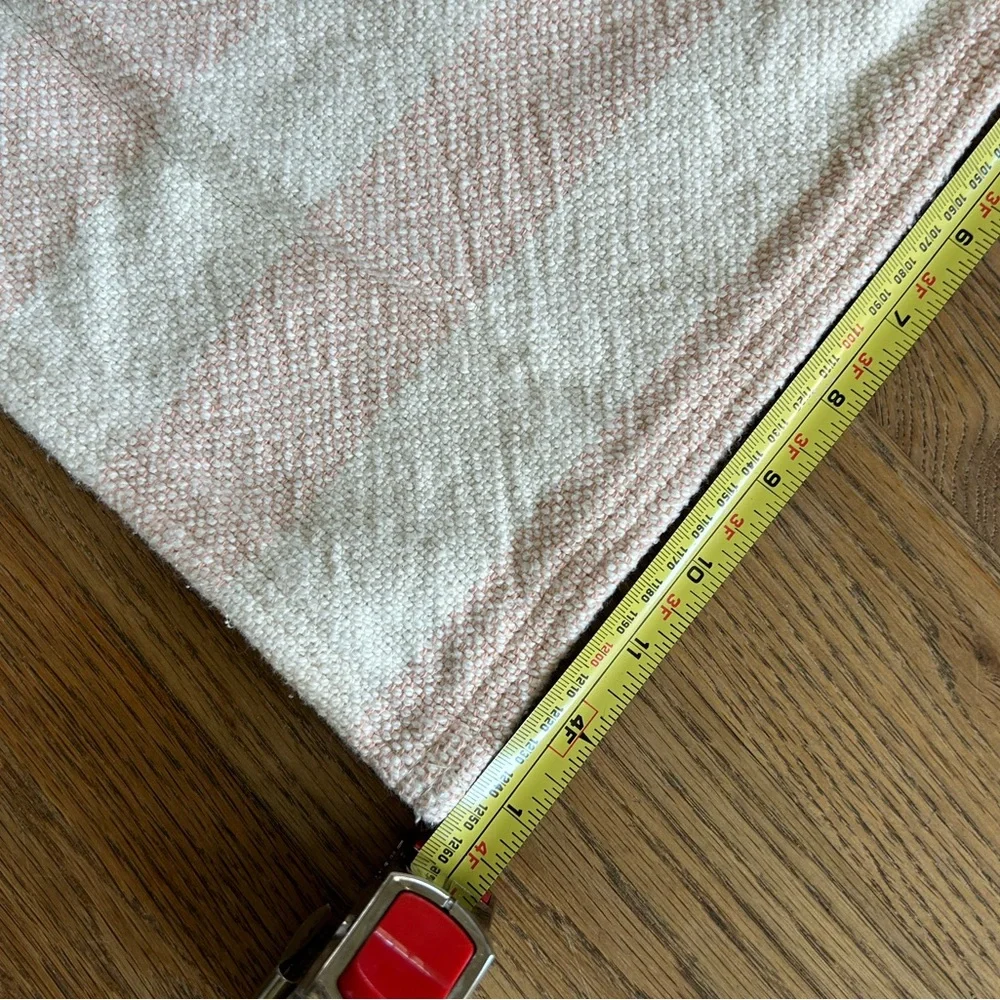 Vintage Bates Striped throw Bedspread pink beige 50x60”